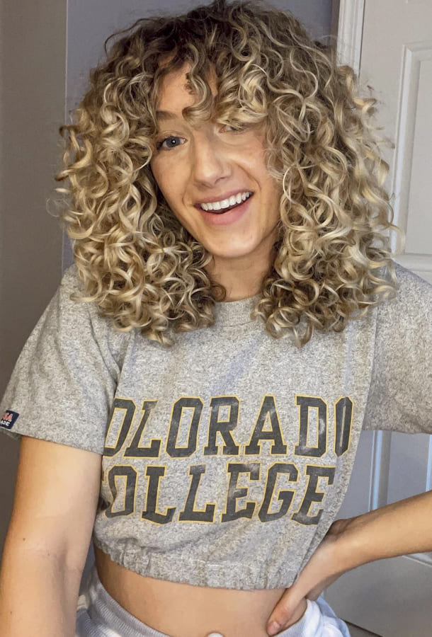 blonde Curly hairstyles for long hair with bangs