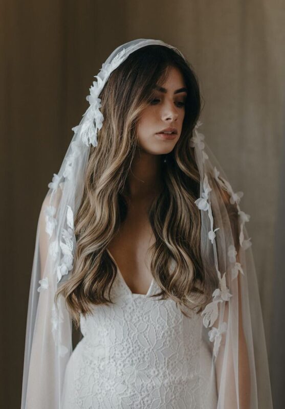 Curly Bridal Hairstyle with Veil