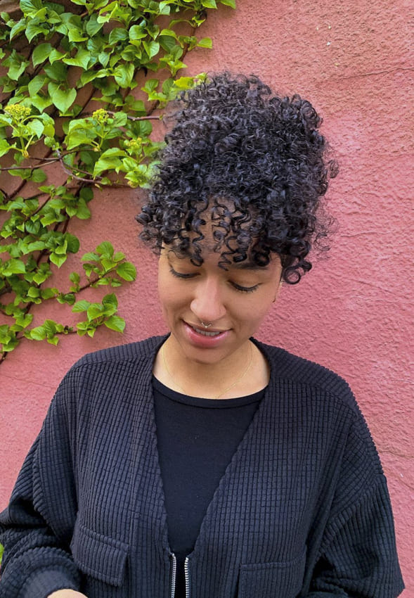 black women curly hairstyles with bangs updos