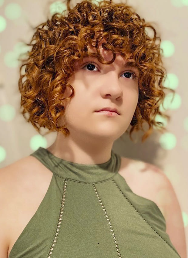 short bob red curly hairstyles with bangs