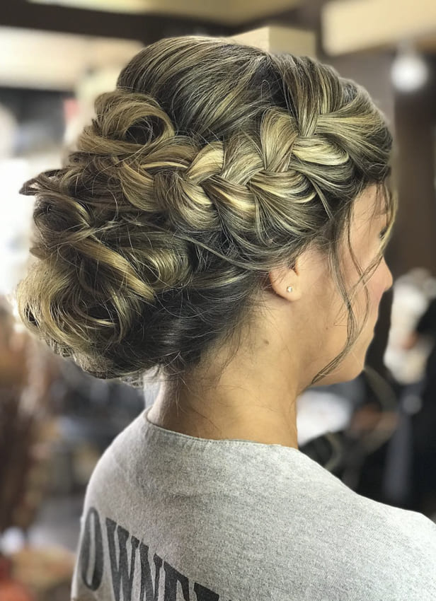 long braided updo prom hairstyles
