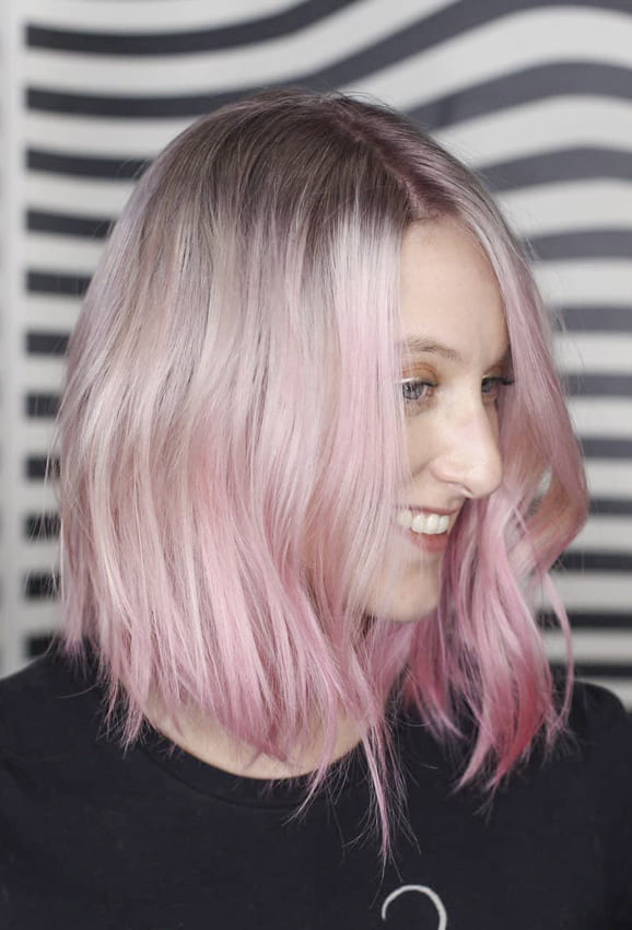 Pink bob hairstyles with side bangs