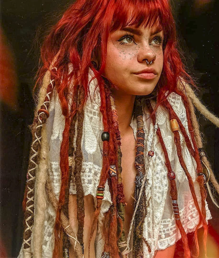 Red long Boho Hair
