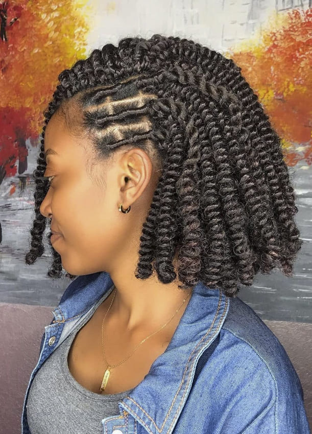 Side Part Cornrow Bob Braids - Douroubi