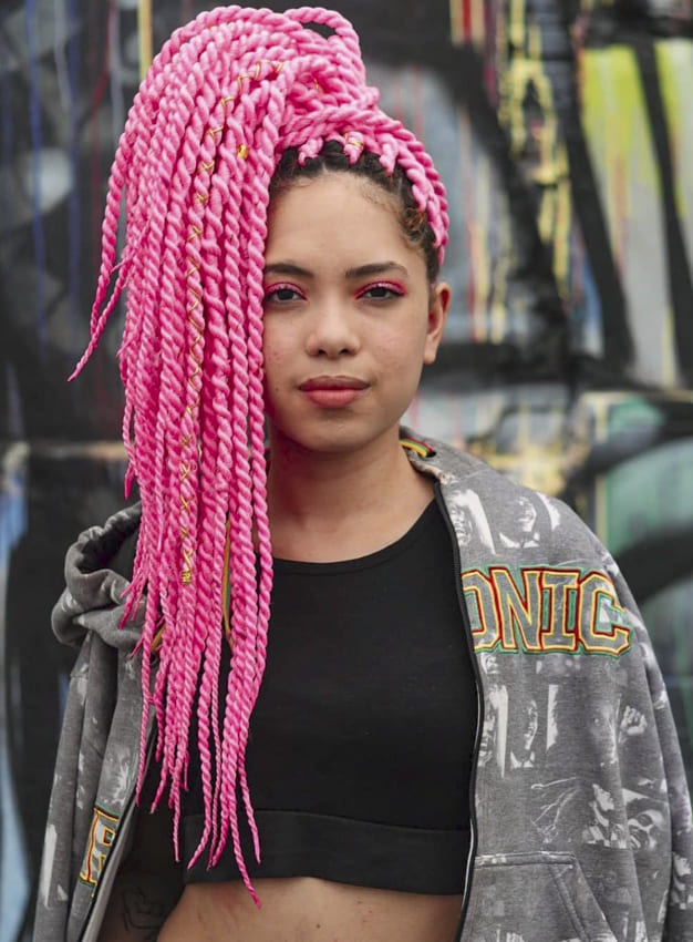 flat pink twist hairstyles on relaxed hair