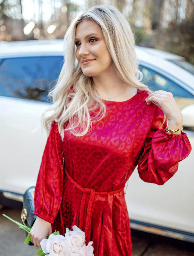 casual red dress