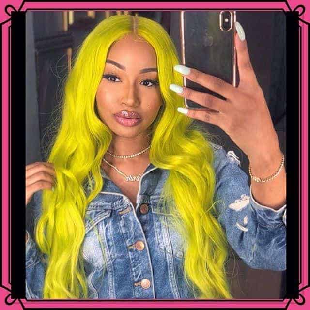 Lemon yellow hair color.