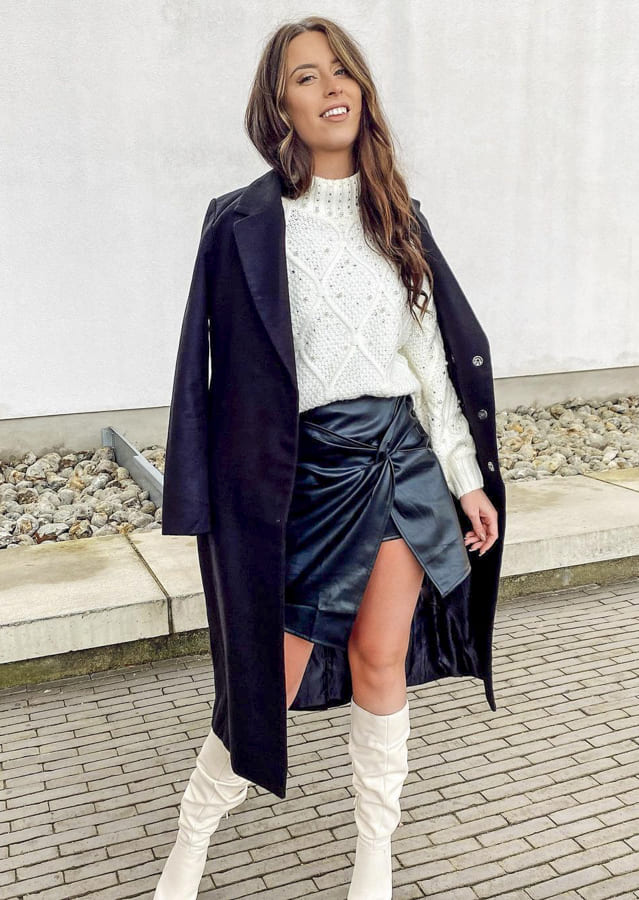 Asymmetrical leather skirt