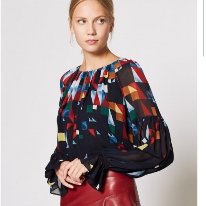 Colorful transparent silk blouse