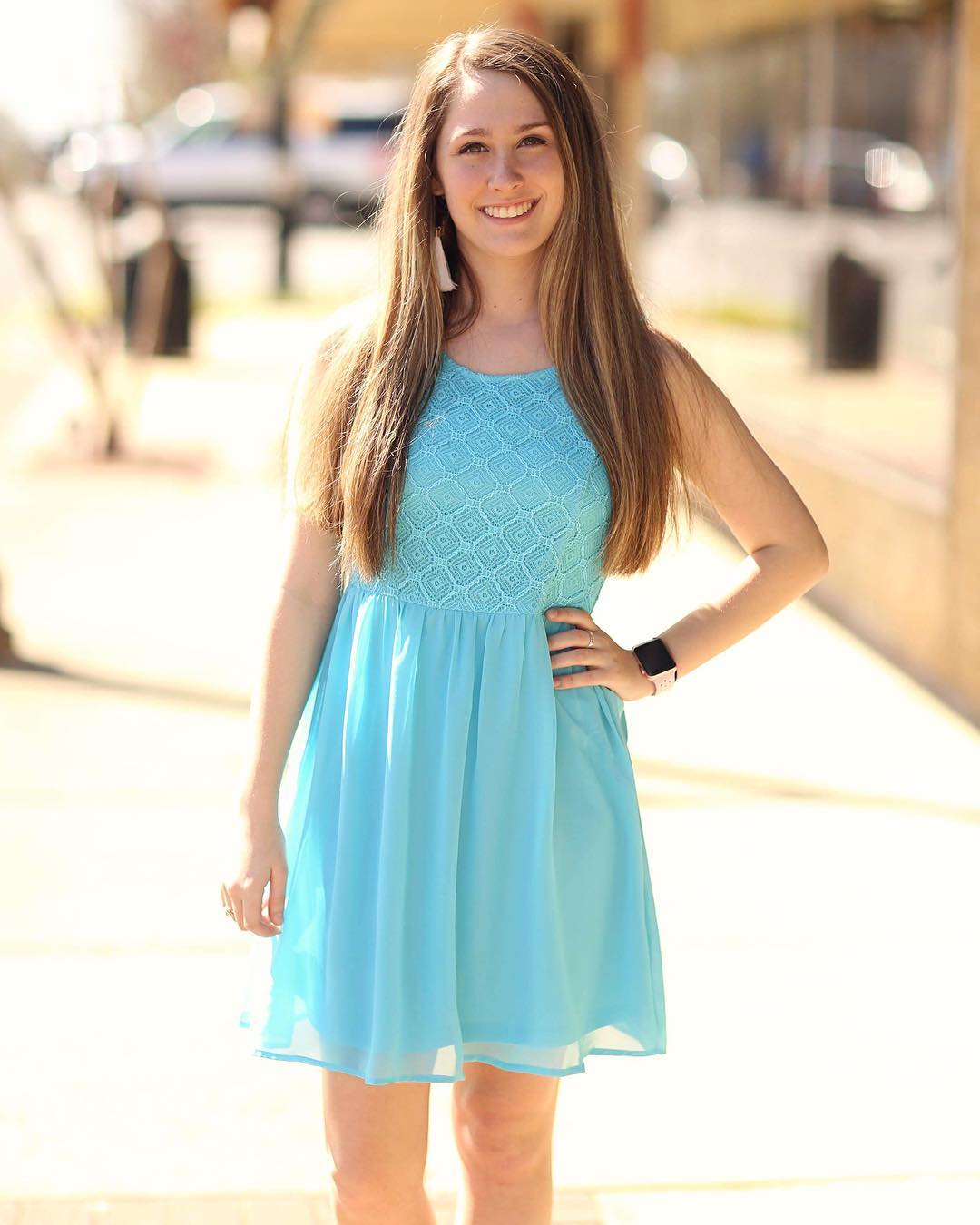 Turquoise dress for wedding invitation.