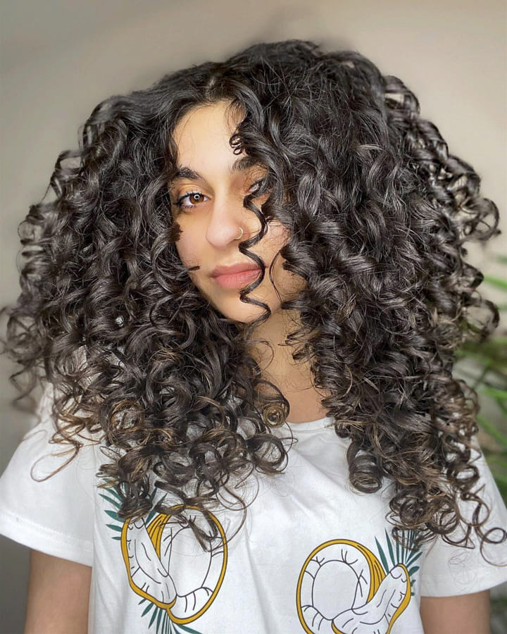 medium length curly hair