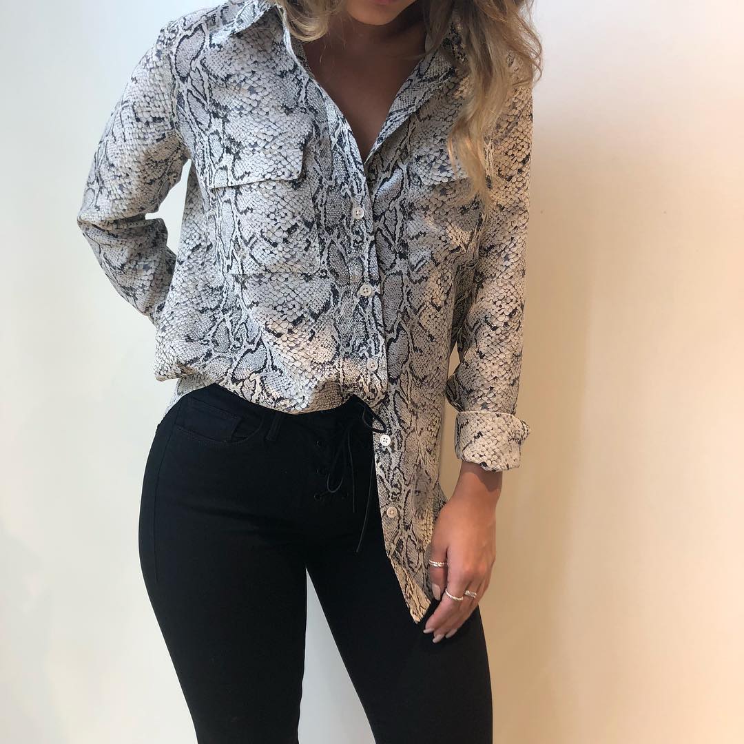 Snake skin look silk blouse