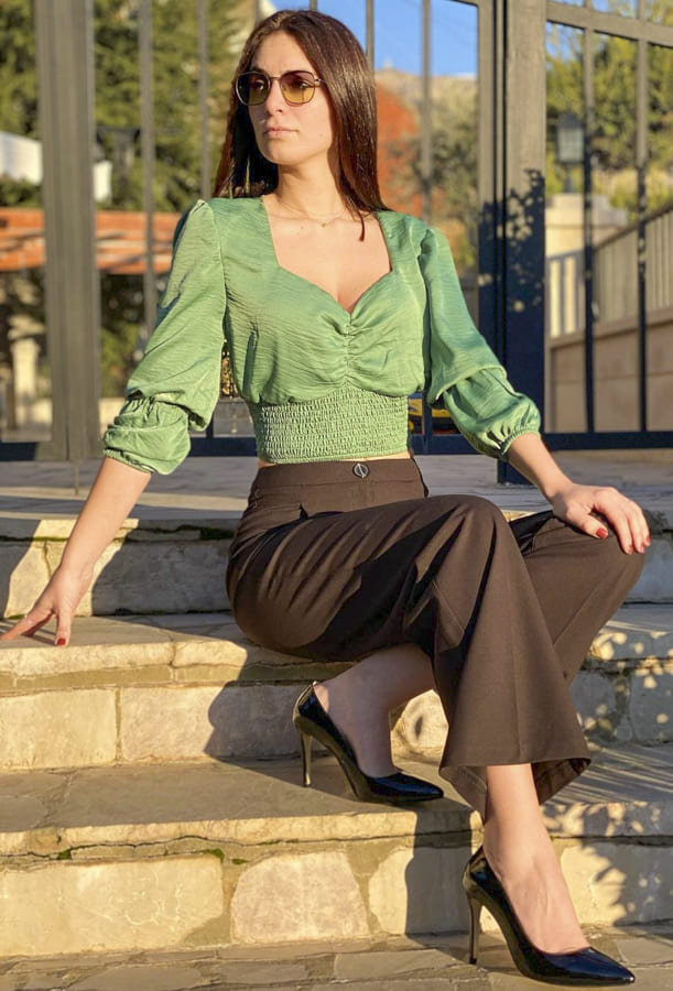 emerald green silk blouse