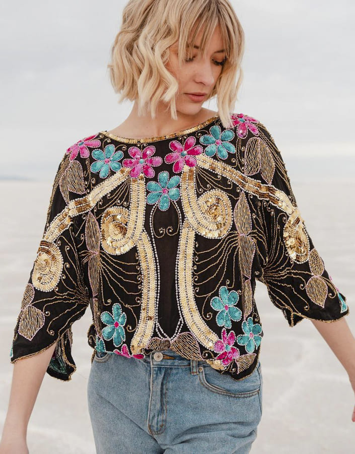 floral silk blouse