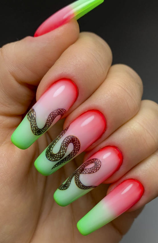 Awesome snake summer nails design ideas