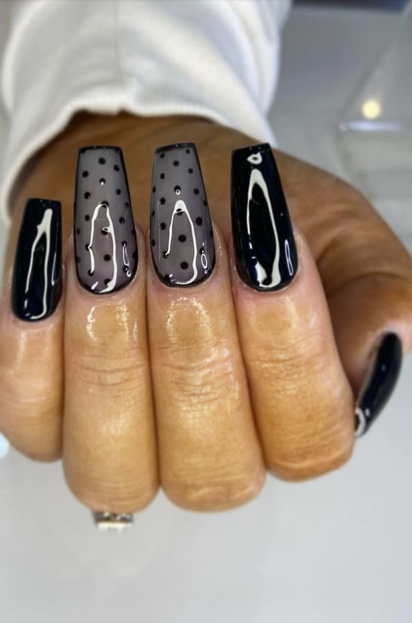 Black acrylic nails Designs