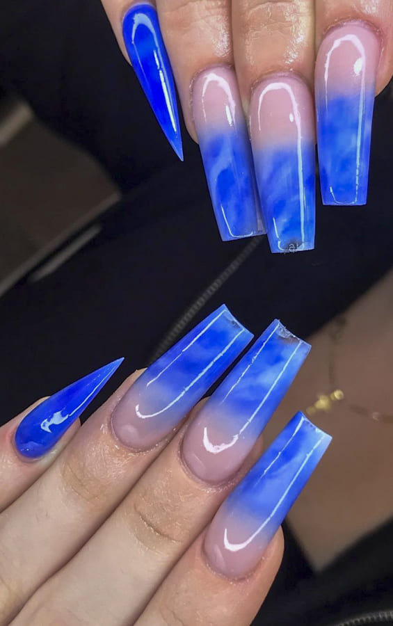 Dark Blue acrylic nails