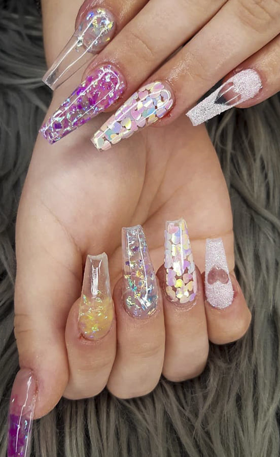 Clear acrylic nails Designs