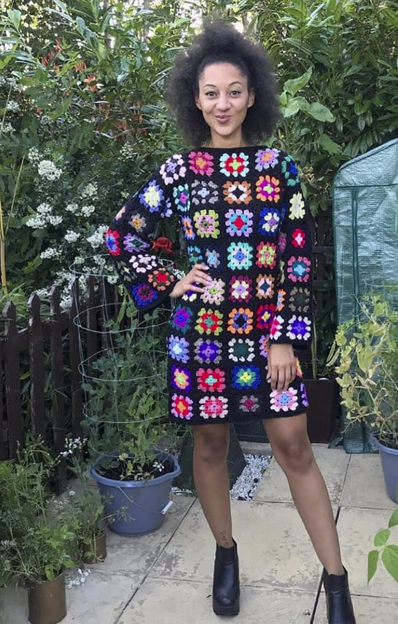 granny square crochet dress for winter