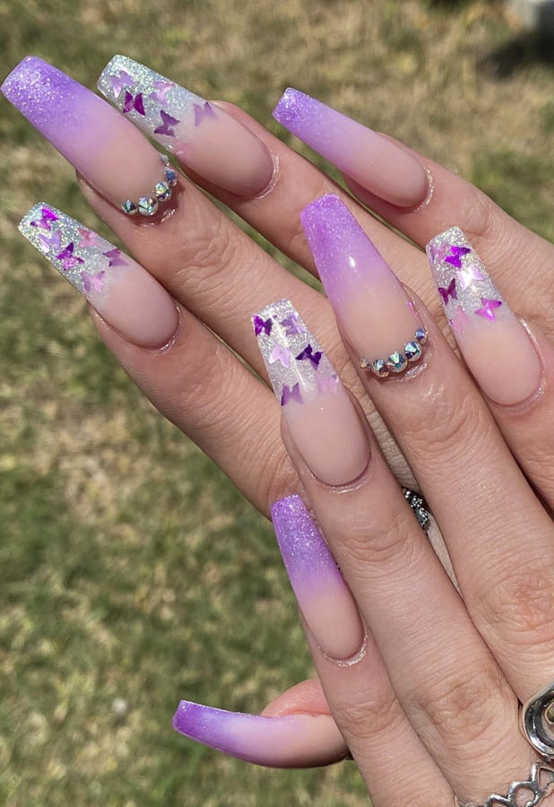 Light Purple acrylic nails Designs