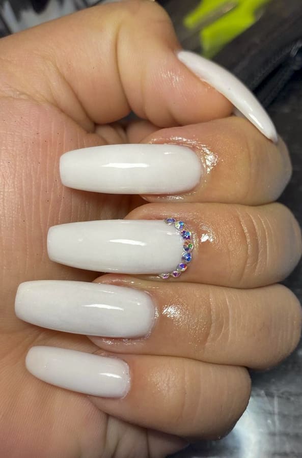 White acrylic nails Designs