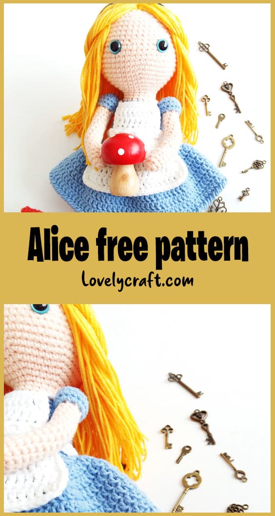 Alice in Wonderland free crochet amigurumi pattern
