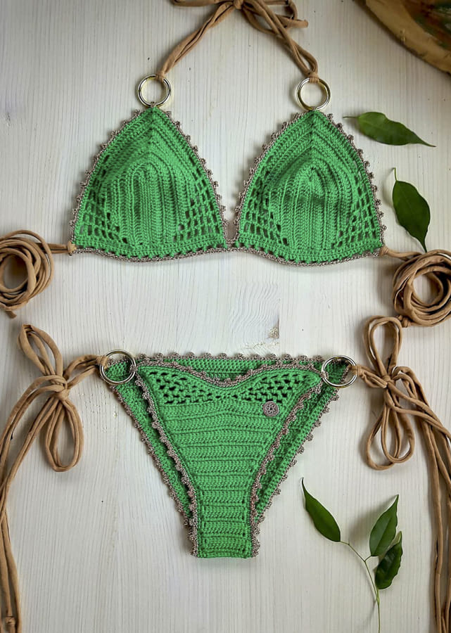 green crochet bikini