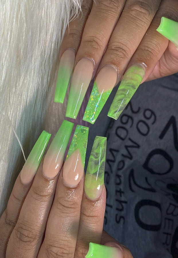 green ombre nails (1)