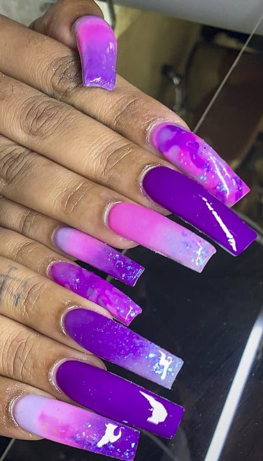 Pink and purple ombre nails