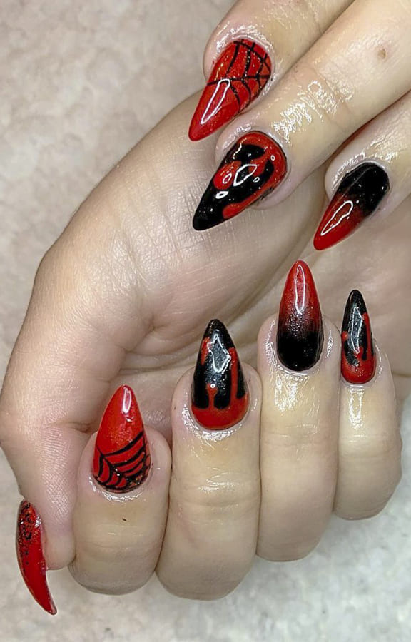 red and black ombre nails