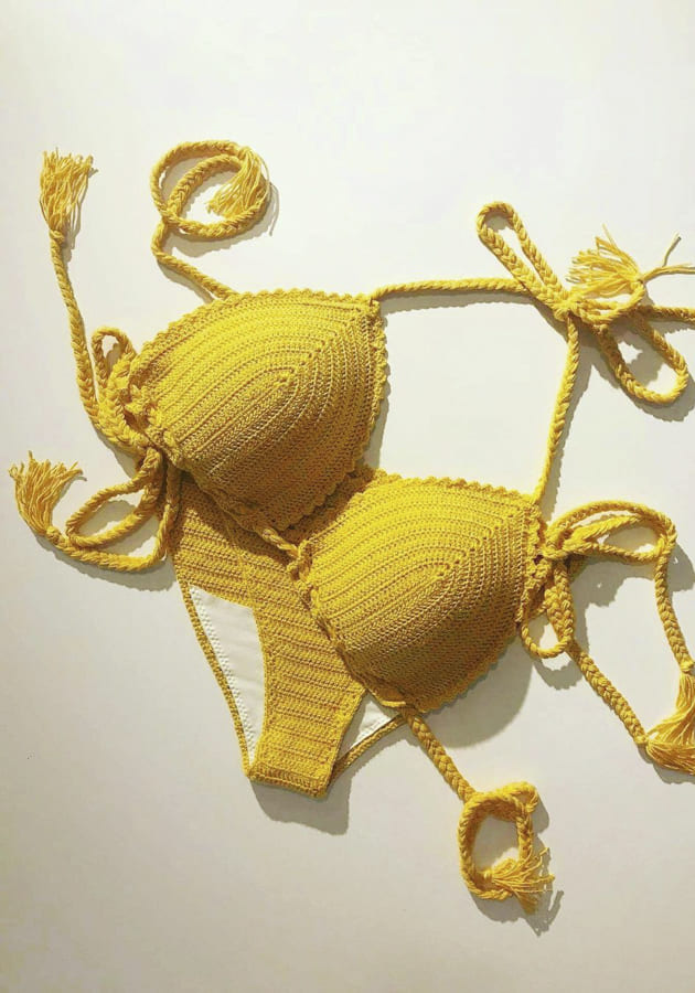 yellow crochet bikini