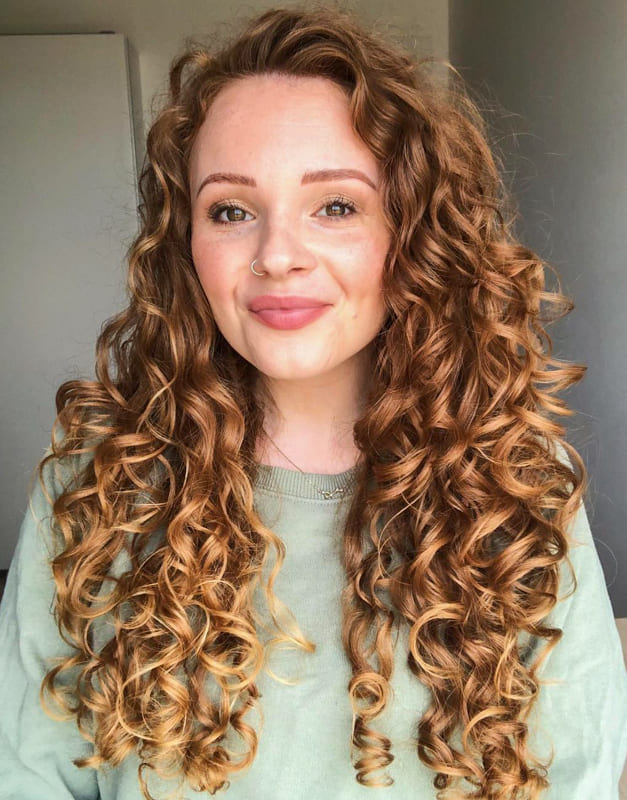 Blonde long strong curly hair