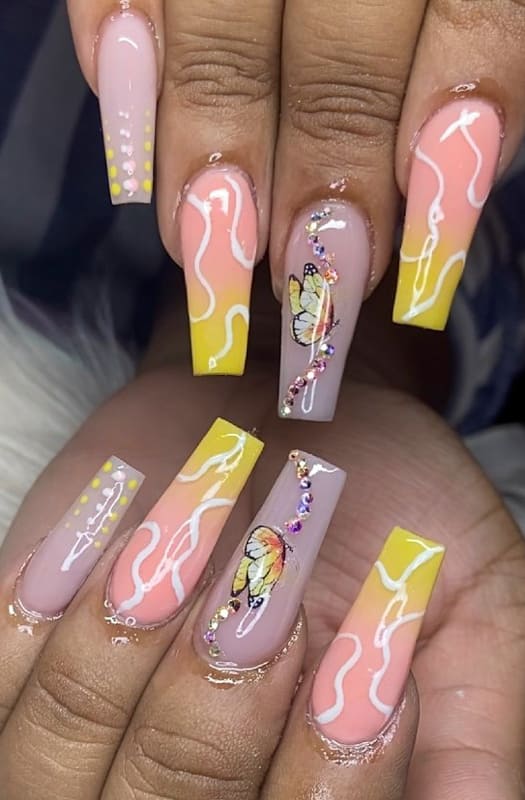 Cream and yellow ombre nails