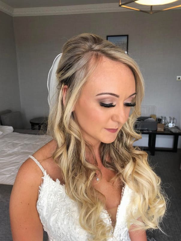 Haalf up half down curly wedding hair
