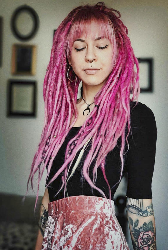 Long Pink Hippie Hairstyles