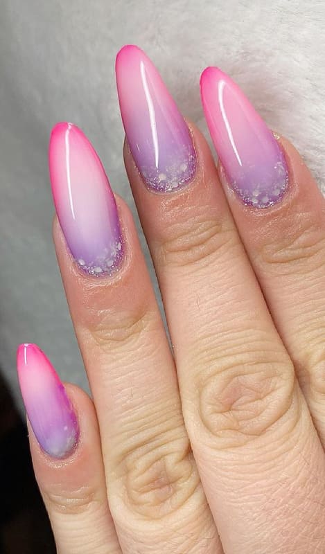 Long almond pink ombre nails