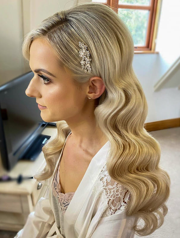 Long and vintage wedding hair