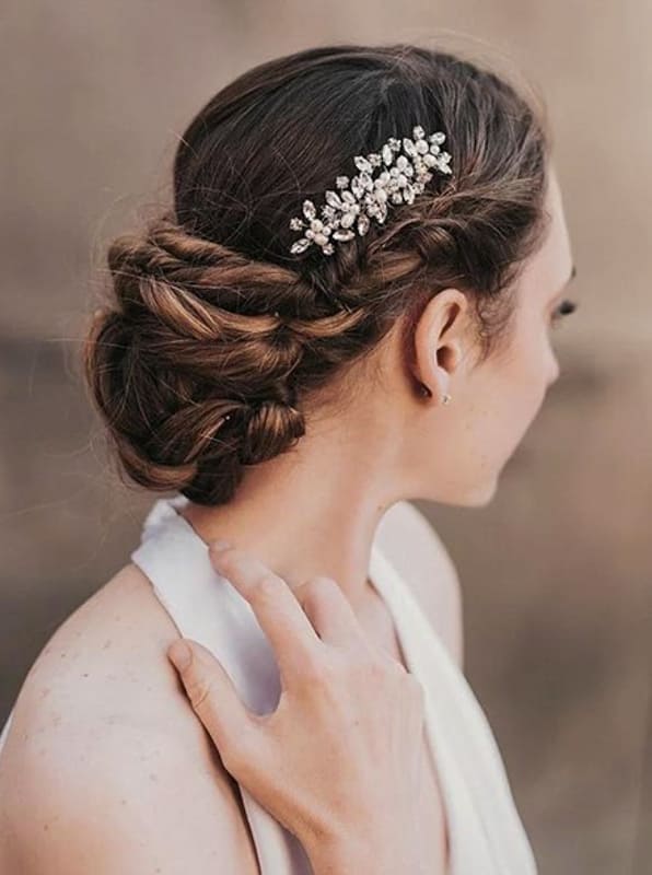 Long braided wedding updo hair