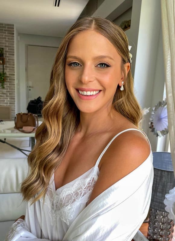 Long layered and wavy wedding hair