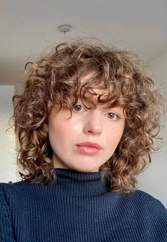 Lovely short curly hairstyles with bangs