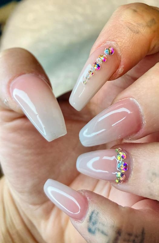 Nude and coffin ombre nails