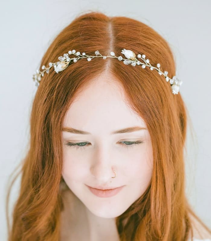 Red natural long wedding hair