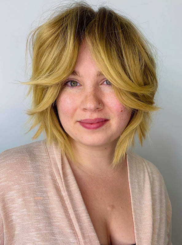 Short blonde gold color lovely hair