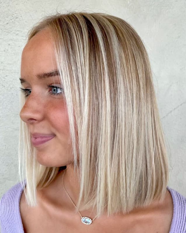 Short bob straight blonde ombre hair