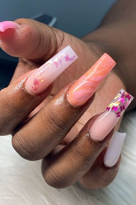 Soft pink glitter ombre nails