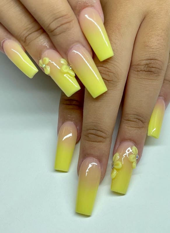 Sun yellow ombre nails