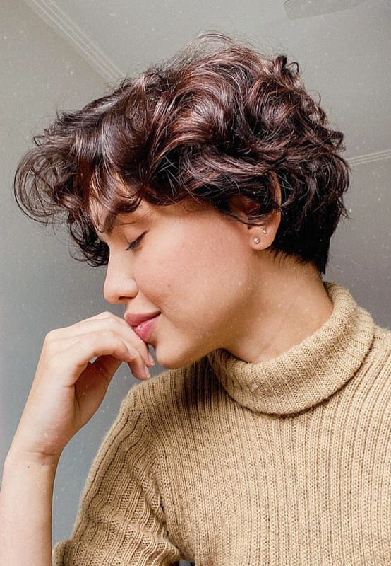 shurt curly sidebang bob hairstyles