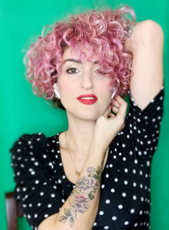 soft pink short curly hairstyles