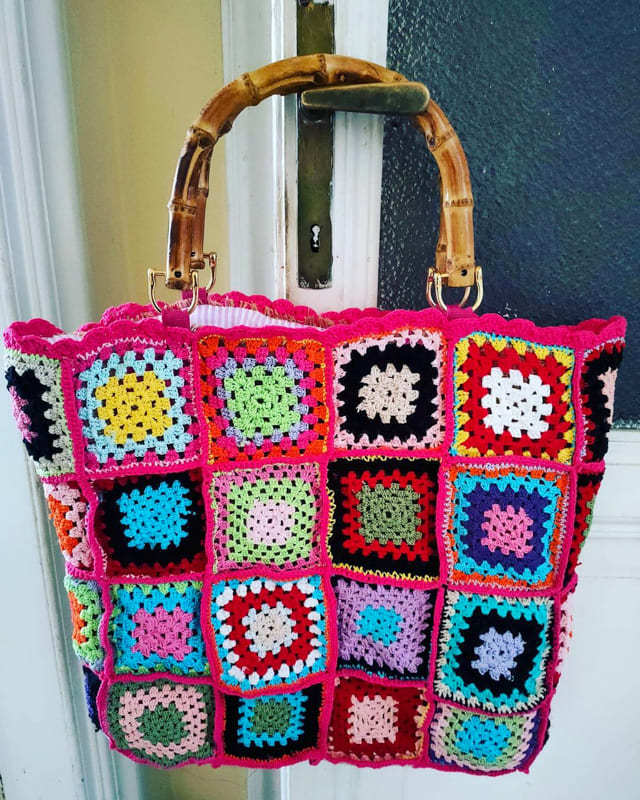 Colorful granny square bag