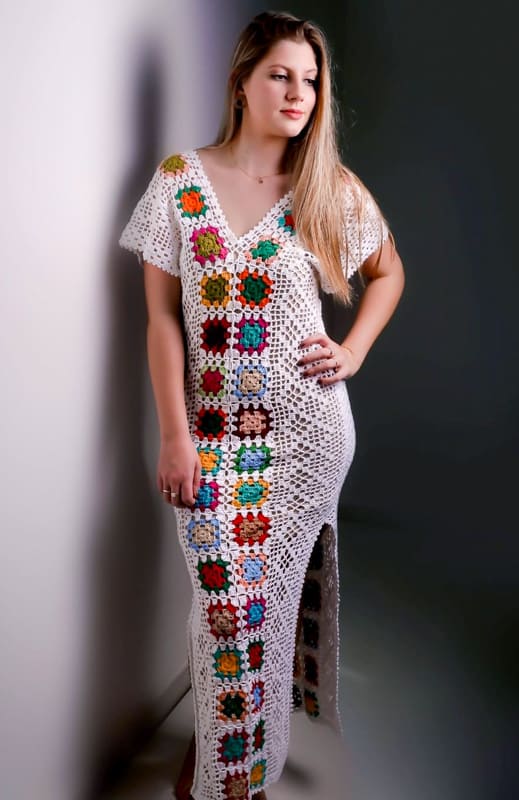 Long beach granny square dress